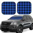 thumbnail image 1 of Haiem Buffalo Plaid Blue Black Car Windshield Sun Shade (2 Pieces) Foldable Windshield Sun Shade Car Accessories for Truck SUV Pickup-Small, 1 of 7