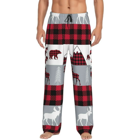 Haiem Buffalo Plaid Forest Men's Pajama Pants Ultra Lightweight Pjs Bottoms Sleepwear Bottom Pants with Pocket Drawstring-Medium