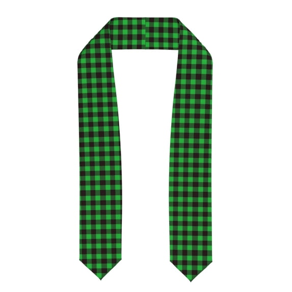 Haiem Buffalo Plaid Green Black Pattern Graduation Stole 2024 | Premium Satin Sash for Graduation Ceremony
