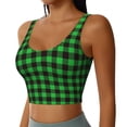 thumbnail image 1 of Haiem Buffalo Plaid Green Black Pattern Womens Sports Bra - U Neck Padded Low Impact Yoga Bra Workout Crop Top Gym Moisture-Wicking Workout Vest -Small, 1 of 9