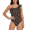 thumbnail image 1 of Haiem Bulldog with Sunglasses Women's One Piece Swimsuits Tummy Control One Shoulder Bathing Suits Ruffle Swimwear-Large, 1 of 8