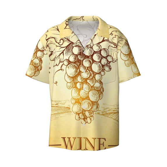 Haiem Bunch of Grapes Men's Casual Shirts Short Sleeve Button Down Shirts Fashion Textured Summer Beach Shirt-X-Large