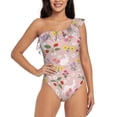 thumbnail image 1 of Haiem Bunny And Flower Women's One Piece Swimsuits Tummy Control One Shoulder Bathing Suits Ruffle Swimwear-X-Large, 1 of 8