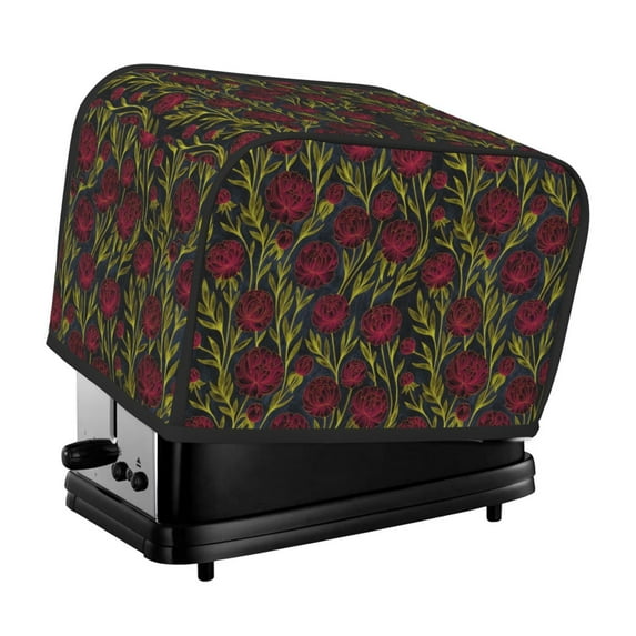 Haiem Burgundy Peony Flowers Print Toaster Covers 2 Slice Wide Slot,Bread Dust Cover & Fingerprint Protection,Bread Machine Cover,Appliance Covers