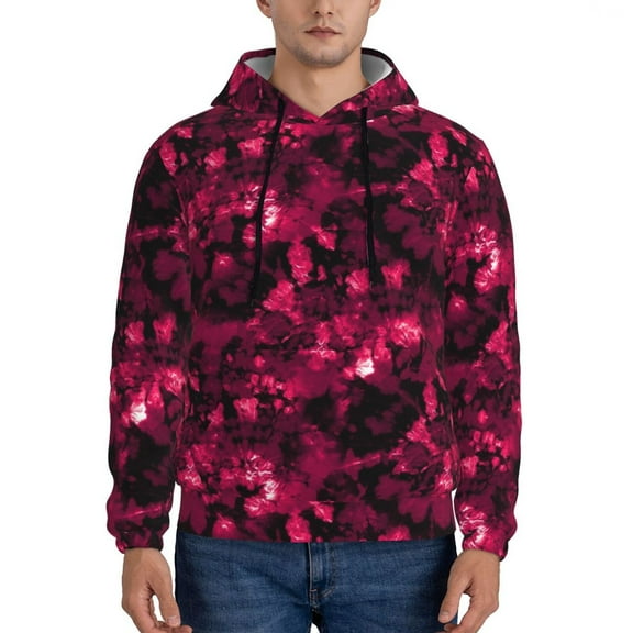 Haiem Burgundy Tie Dye Patterned Men's Hoodie with Kangaroo Pocket - Ideal Pullover Sweatshirt for Daily Wear, Travel, and Home-4X-Large