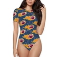 thumbnail image 1 of Haiem Burning Rugby Balls Women's Crew Neck Short Sleeve Bodysuit Tops Stretchy Slim Basic-XX-Large, 1 of 9