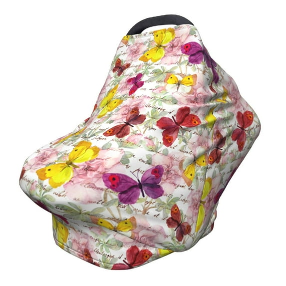 Haiem Butterflies and Vintage Baby Nursing Cover & Nursing Poncho - Multi Use Cover for Baby Car Seat Canopy, Stroller Cover, 360°Full Privacy Breastfeeding Coverage