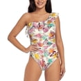 thumbnail image 1 of Haiem Butterflies and Roses Women's One Piece Swimsuits Tummy Control One Shoulder Bathing Suits Ruffle Swimwear-Small, 1 of 8