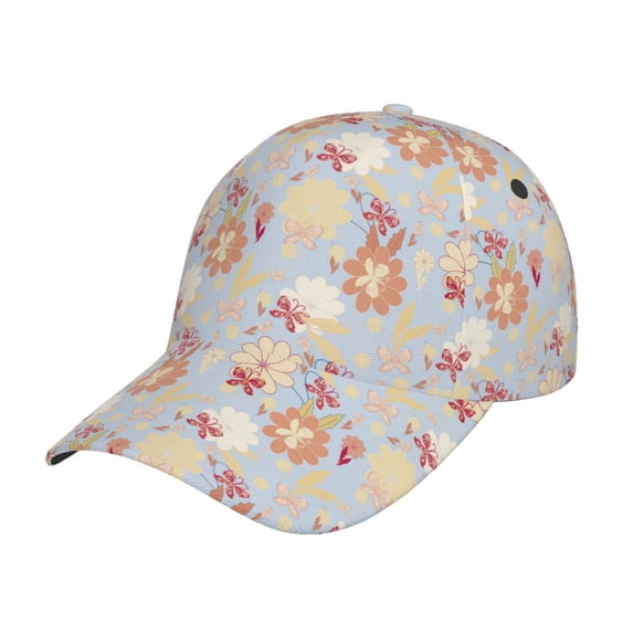 Haiem Butterfly Flower Baseball Cap Dad Hat Cotton Soft Adjustable Fashion Hats for Men Women Unisex Style Headwear