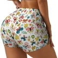 thumbnail image 1 of Haiem Butterfly Flowers No Front Seam Biker Shorts for Women Yoga Workout Gym Bike Shorts with Tummy Control Moisture-Wicking-, 1 of 9