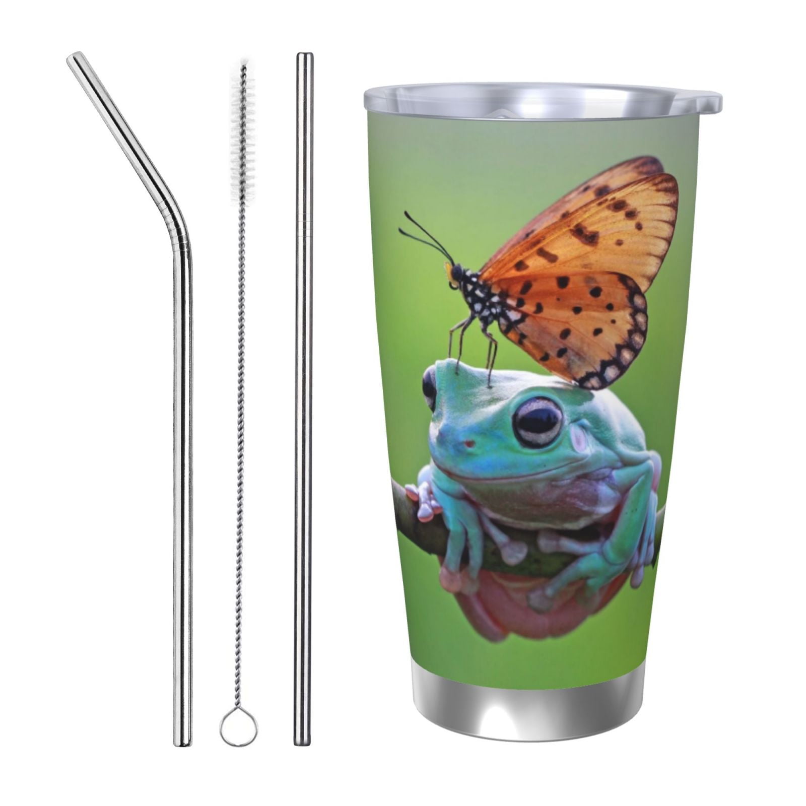 Haiem Butterfly Landing On Head Dumpy Frog Printed 20oz Straight Skinny ...