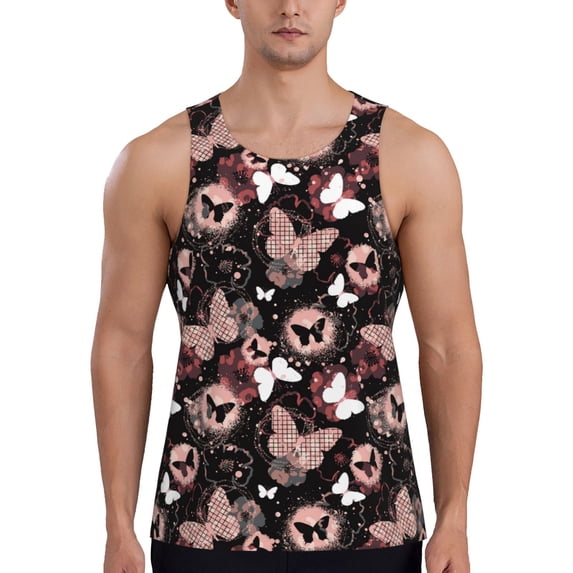 Haiem Butterfly Men Workout Tank Top Gym Bodybuilding Sleeveless Muscle T Shirts Athletic Tank Breathable Workout Shirt-4X-Large