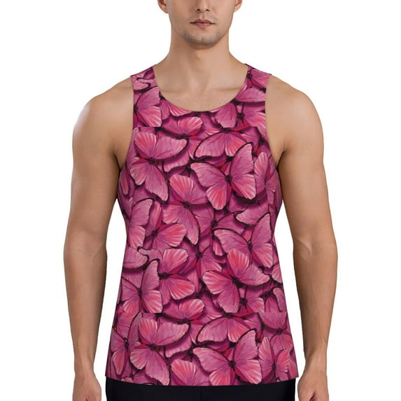 Haiem Butterfly Men Workout Tank Top Gym Bodybuilding Sleeveless Muscle T Shirts Athletic Tank Breathable Workout Shirt-Small
