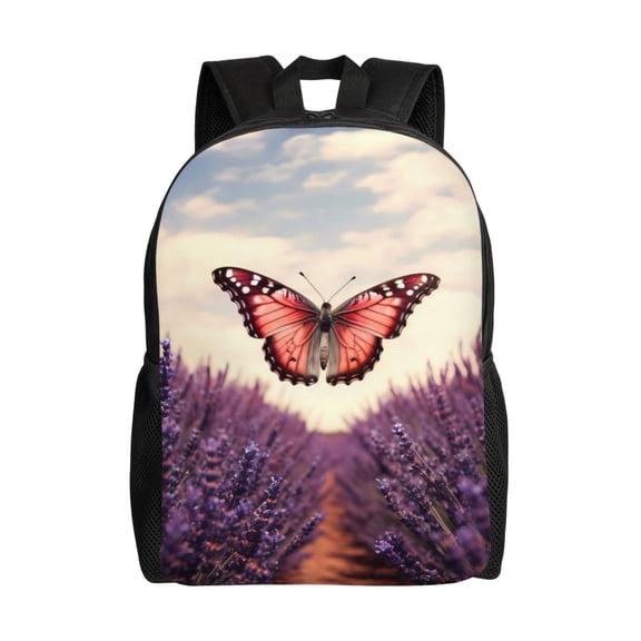 Haiem Butterfly Over Lavender Backpack - Stylish and Durable 15-inch Laptop Backpack with Waterproof Oxford Fabric