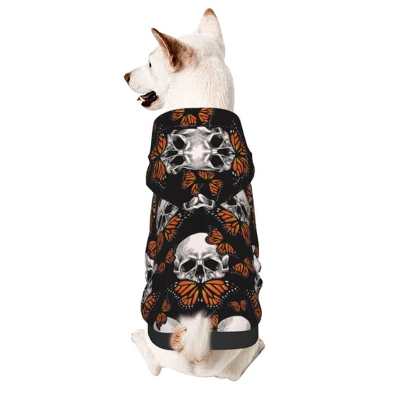 Haiem Butterfly Skull for Winter Dog Hoodie Sweatshirts with Pockets Warm Dog Clothes for Small Dogs Chihuahua-Small