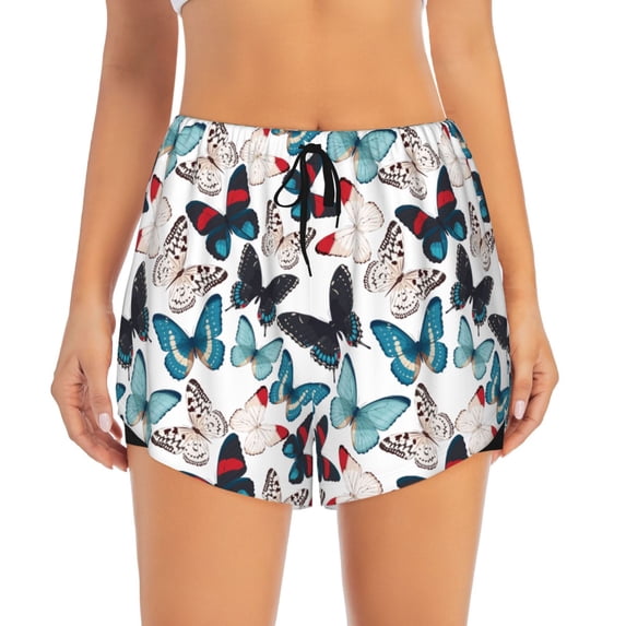 Haiem Butterfly Women's 2 in 1 Running Shorts - Lightweight Athletic Workout Gym Yoga Breathable Sports Shorts Liner with Phone Pockets-Small