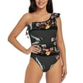 thumbnail image 1 of Haiem Butterfly with Fowers Women's One Piece Swimsuits Tummy Control One Shoulder Bathing Suits Ruffle Swimwear-X-Large, 1 of 8