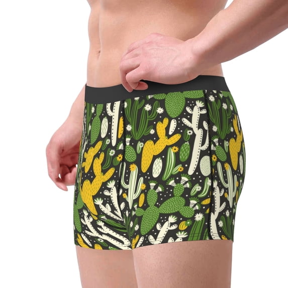 Haiem Cactus 4 Men's Boxer Briefs, Every Day Comfort Stretch Cotton Moisture-Wicking Underwear-Medium