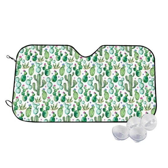 Haiem Cactus Plants1 Car Windshield Sun Shade - Blocks UV Rays Sun Visor Protector, Sunshade to Keep Your Vehicle Cool, Universal Fit SUV Van Sedan-Medium