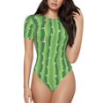thumbnail image 1 of Haiem Cactus Women's Crew Neck Short Sleeve Bodysuit Tops Stretchy Slim Basic-Medium, 1 of 1