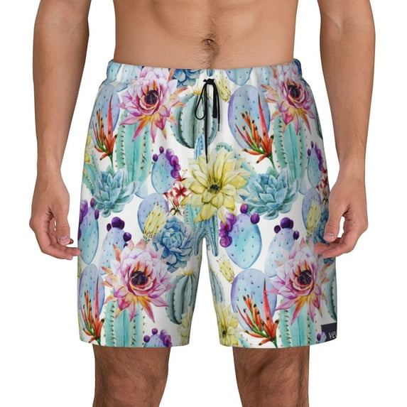 Haiem Cactus1 Men'S Quick-Dry Swim Trunks: Comfortable Beach Shorts With Mesh Lining And Pockets - Ideal For Swimming And Sunbathing Large