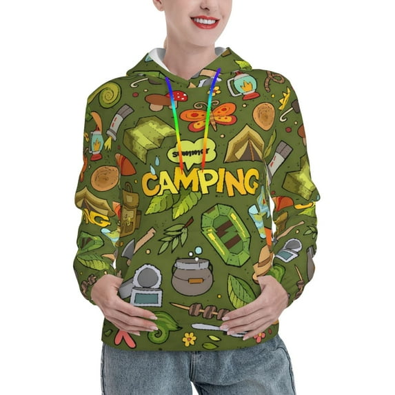 Haiem Camping 1 for Women's Fashion Hoodies & Sweatshirts with Kangaroo Pocket,Hooded Sweatshirt with Eye-catching Drawstrings-XX-Large