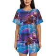 thumbnail image 1 of Haiem Capybara Bathtub Fun Pattern Pajama Set for Women 2 Piece Lounge Set Short Sleeve Tops and Shorts Soft Sleepwear-Medium, 1 of 7