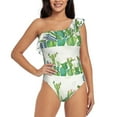 thumbnail image 1 of Haiem Cartoon Cactus Women's One Piece Swimsuits Tummy Control One Shoulder Bathing Suits Ruffle Swimwear-Small, 1 of 8