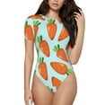 thumbnail image 1 of Haiem Cartoon Carrot Women's Crew Neck Short Sleeve Bodysuit Tops Stretchy Slim Basic-Large, 1 of 9