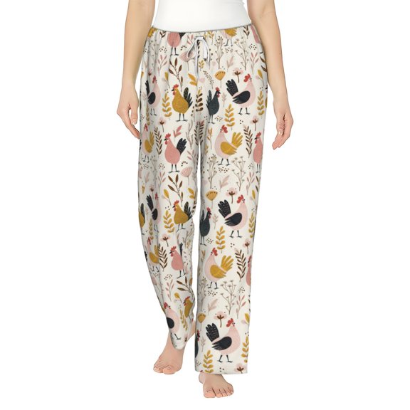 Haiem Cartoon Chickens Women's Pajama Pants Ultra Lightweight Pjs Bottoms Sleepwear Bottom Pants With Pocket Drawstring-X-Large