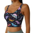 thumbnail image 1 of Haiem Cartoon Dinosaur Pattern Womens Sports Bra - U Neck Padded Low Impact Yoga Bra Workout Crop Top Gym Moisture-Wicking Workout Vest -X-Large, 1 of 9