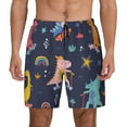 thumbnail image 1 of Haiem Cartoon Dinosaur Scooter Sport Blue Mens Swim Trunks with Compression Liner 2 in 1 Swimming Shorts Stretch Swimwear Quick Dry,Board Shorts-Medium, 1 of 9