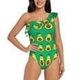 thumbnail image 1 of Haiem Cartoon Fruit 1 Women's One Piece Swimsuits Tummy Control One Shoulder Bathing Suits Ruffle Swimwear-Large, 1 of 8