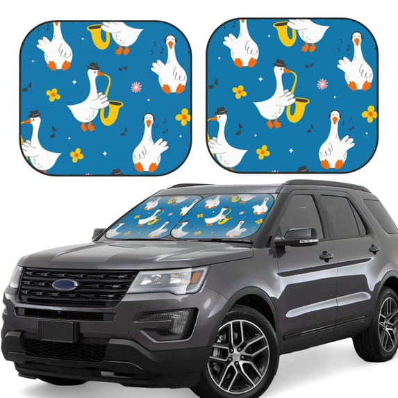 Haiem Cartoon Goose Car Windshield Sun Shade (2 Pieces) Foldable Windshield Sun Shade Car Accessories for Truck SUV Pickup-Medium