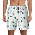 thumbnail image 1 of Haiem Cartoon House Car Mens Swim Trunks with Compression Liner 2 in 1 Swimming Shorts Stretch Swimwear Quick Dry,Board Shorts-Small, 1 of 9