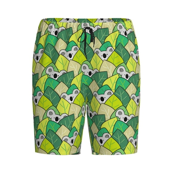 Haiem Cartoon Koala Bear and Leaf Men's Pajama Short with Soft Woven Cotton Elastic Waistband Sleep Short-3X-Large