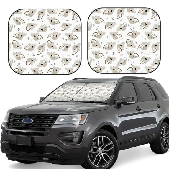 Haiem Cartoon Koala Car Windshield Sun Shade (2 Pieces) Foldable Windshield Sun Shade Car Accessories for Truck SUV Pickup-Small
