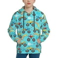 thumbnail image 1 of Haiem Cartoon Monster Truck Pattern Boys Hoodie, Youth Pullover Hooded Sweatshirt, Kangaroo Pocket Hoodie for Kids Girls -Medium, 1 of 6