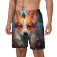 thumbnail image 1 of Haiem Cartoon Pattern Corgi Mens Swim Trunks with Compression Liner 2 in 1 Swimming Shorts Stretch Swimwear Quick Dry,Board Shorts-3X-Large, 1 of 9