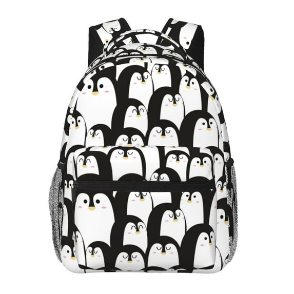 Haiem Cartoon Penguin Printed School Backpack,Casual Travel Lightweight Backpack,Durable Comfortable Multifunctional Backpack,Laptop Backpack