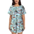 thumbnail image 1 of Haiem Cartoon Pirate Pattern Pajama Set for Women 2 Piece Lounge Set Short Sleeve Tops and Shorts Soft Sleepwear-3X-Large, 1 of 7