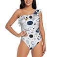 thumbnail image 1 of Haiem Cartoon Planets Women's One Piece Swimsuits Tummy Control One Shoulder Bathing Suits Ruffle Swimwear-Medium, 1 of 8