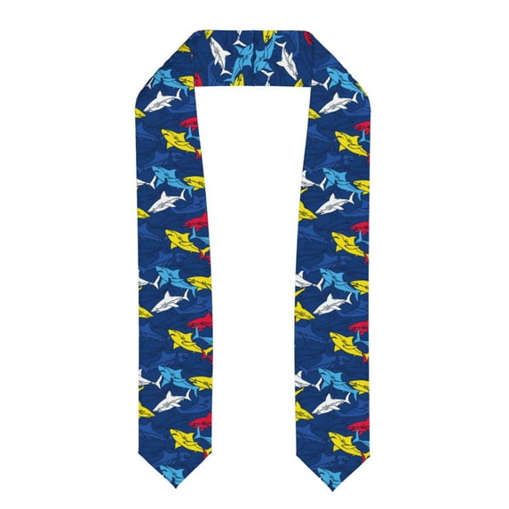 Haiem Cartoon Shark Pattern Graduation Stole 2024 | Premium Satin Sash for Graduation Ceremony