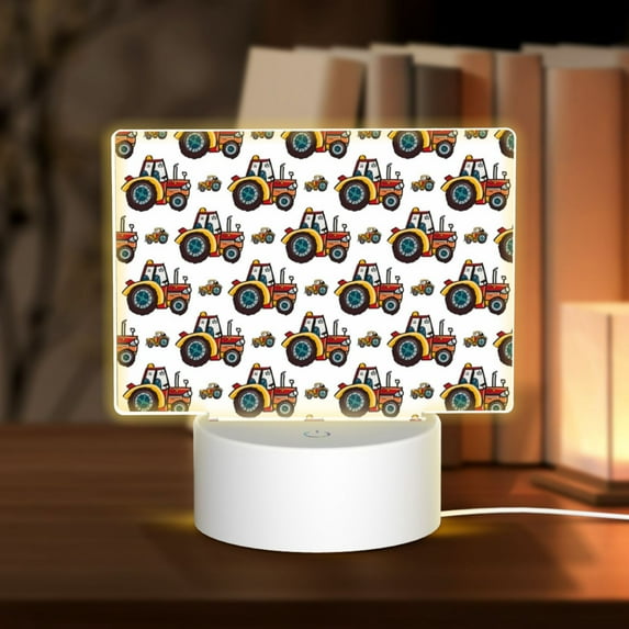 Haiem Cartoon Tractor Pattern Acrylic Night Light Gift with 3 Color ModesTouch-Sensitive LED Lamp Perfect Gift for Mother's Day, Birthday, or Christmas