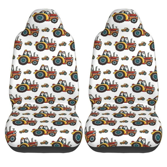 Haiem Cartoon Tractor Printed Car Seat Covers Set of 2, Universal Fit Car Seat Covers,Protective Seat Covers,Comfortable Car Seat Covers, Easy Installation Seat Covers