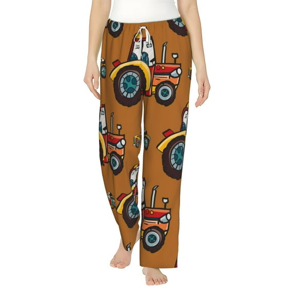 Haiem Cartoon Tractor Women's Pajama Pants Ultra Lightweight Pjs Bottoms Sleepwear Bottom Pants With Pocket Drawstring-Small