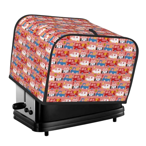 Haiem Cartoon with Traffic Elements Print Toaster Covers 4 Slice Wide Slot,Bread Dust Cover & Fingerprint Protection,Bread Machine Cover,Appliance Covers