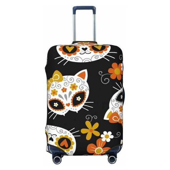 Haiem Cat Skulls And Flowers Luggage Cover,Durable, Washable Suitcase Protector With Anti-Scratch Technology - Keep Your Luggage Looking New Large