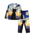 thumbnail image 1 of Haiem Cat Under Starry Skies Pattern Women’s Long-sleeve Sleepwear,Sleepwear Set,2-piece Loungewear Set,Soft PJs Comfy Nightwear with Pockets-XX-Large, 1 of 7