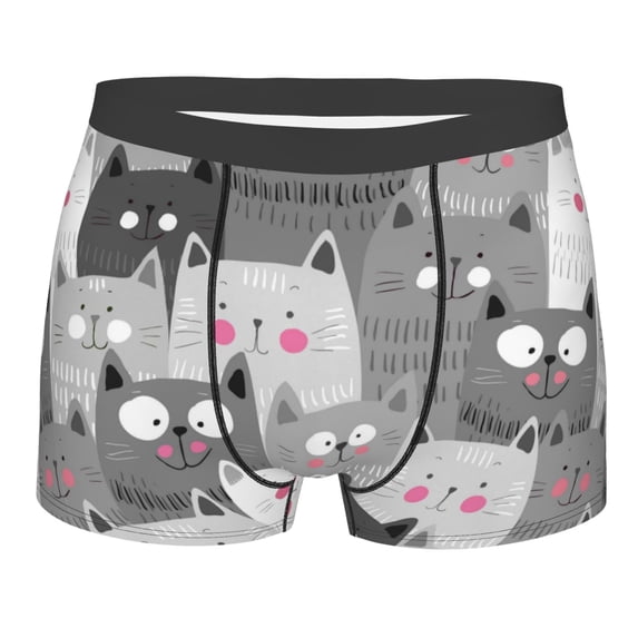Haiem Cats Group Men's Boxer Briefs, Every Day Comfort Stretch Cotton Moisture-Wicking Underwear-Large